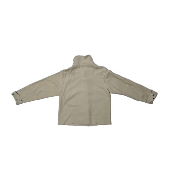 VINTAGE Woolrich Womens Medium Beige Fleece Buttons High Collar Snowflake Cuffs - Picture 8 of 10